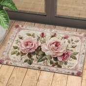 Resim 1 adet Vintage Pembe Çiçek Desenli Kaymaz Banyo Matı - Taklit Malzeme Dikdörtgen Zemin Matı, Emici ve Kaymaz, Yatak Odası, Banyo, Tuvalet, Mutfak Girişi vb. için Uygun, Ev Dekorasyonu, Dört Mevsim Evrensel Mod 