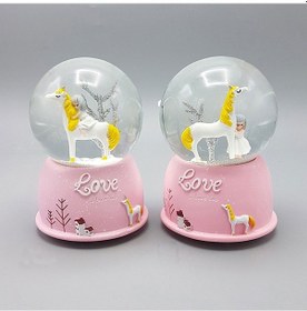 Resim Mini Işıklı Sevimli Atlı Kız Kar Küresi 