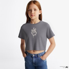 Resim Vans Fire in Your Heart Ss Çocuk Gri T-Shirt 