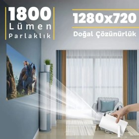 Resim Yüksek Çözünürlüklü 1280X720 Piksel, 1800 Lümen, HDMI Projeksiyon Cihazı, Beyaz 