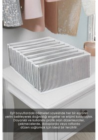 Resim 2 Adet 8 Bölmeli Çizgili Akordiyon Çok Amaçlı Çekmece Dolap İçi Organizer Düzenleyici 24x37x18 Cm L Gri 