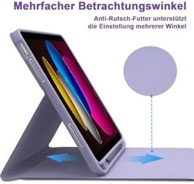 Resim M.TK moveteck Apple İpad Air 11 inç 2024 6.nesil Uyumlu Klavyeli Tablet Kılıf Bluetooth Kalem Bölmeli Standlı, lila, Tek Ebat, keyboard-air6-lila 