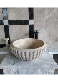 Resim Traverten Bocchi Vessel Mermer Lavabo 