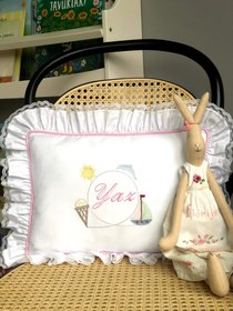 Resim Yelken Temalı Dekoratif Bebek Yastığı - Pembe - Biyeli 