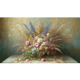 Resim Venspor Vintage Çiçek Düzeni Manzaralı Arkaplan, 200x150cm, Fon, Duvar Örtüsü 