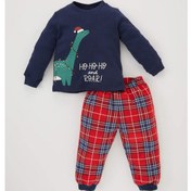 Resim Defacto Erkek Bebek Yılbaşı Temalı Uzun Kollu Flanel Pijama Takımı B1952A523WNNV244 