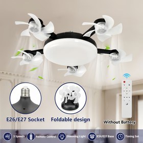 Resim 1 5-Head Drone Fan Işık, LED Akıllı Tavan Fan Işığı - E27 Vida Tabanı, Uzaktan Kumanda, 3 Hız Parlaklık Ayarı, 3 Hız Hız Ayarı, Enerji Tasarrufu Göz Koruma LED Işık, Oturma Odası Yemek Odası Yatak Odası ABS Sessiz Entegre Tavan Fan Işığı, Ev Dekorasyonu için Kolay Kurulum 