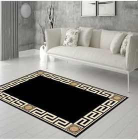 Resim Rovigo Dijital Baskı Yıkanabilir Kaymaz Taban Salon Halısı Rvg0288-sd528, Siyah, 100 x 150 