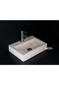 Resim Traverten Batarya Çıkışlı Kare Lavabo 