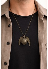 Resim Unisex Antik Metal Kanatlı Cep Saati Kolye Gümüş Zincir 60 Cm Çok renkli 