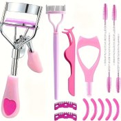 Resim The perfect set eyelash curlers comes with eyelash extension tweezers, stainless steel separating comb, 3-in-1 brow card, 4 lash brushes, 2 eyelash replacement combs, and 5replacement strips The curling effect of the eyelash curler is excellent 