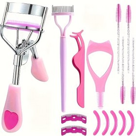 Resim The perfect set eyelash curlers comes with eyelash extension tweezers, stainless steel separating comb, 3-in-1 brow card, 4 lash brushes, 2 eyelash replacement combs, and 5replacement strips The curling effect of the eyelash curler is excellent 