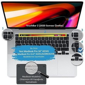 Resim Apple Uyumlu MacBook Pro 13 Inc 2020/2022 M1/m2 A2338 Türkçe Q Klavye Slim Silikon Klavye Koruyucu Kılıf Çok Renkli 