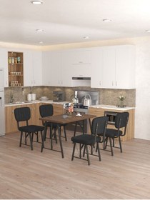 Resim Mygusi Hayat 4 Sandalyeli Yemek Masa Takımı Amalfi Ceviz Siyah 