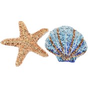 Resim 2 adet Yıldız Balığı Kabuğu Pullu Kumaş Yaması 