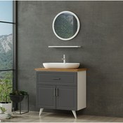 Resim Minar Sanya Banyo Dolabı 85cm Ay2k1ç+1ya1r+tzg Beyaz Antrasit 