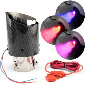 Resim Gaman Karbon Fiber Tasarım Modifiye Işıklı Egzoz Ucu - Mavi & Kırmızı Işık 