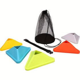 Resim 20/40 Adet Renkli PVC Üçgen Eğitim Konileri ve File Taşıma Çantası - Futbol, Basketbol ve Çeviklik Egzersizleri için Dayanıklı Spor Alan İşaretleyicileri 