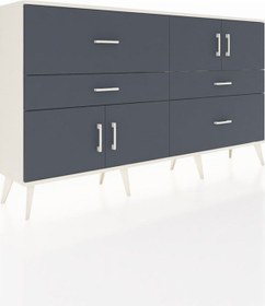 Resim Arges Konsol 2 Raflı 4 Çekmeceli 4 Kapaklı 176x30x99 Aytaşı-antrasit Antrasıt/antrasıt - Aytası 
