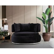 Resim ERİZA Siyah Lagos 360 Derece Döner Berjer (Babyface 28) Gümüş Kasa 