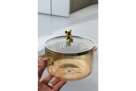 Resim Morponi Borosilikat Cam Amber Gold Detaylı Ayıcıklı Tencere 1700 ml 