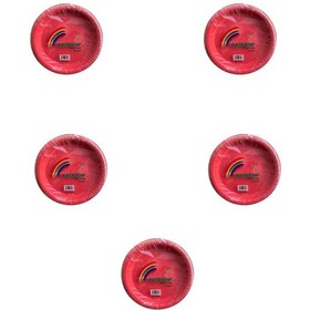 Resim Roll-up Kullan At Renkli Kırmızı Parti Davet Plastik Tabak - 22 Cm. - 25 Adetlik 5 Paket 