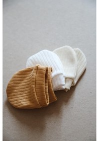 Resim 3lü Hardal-krem-beyaz Yenidoğan Eldiven Set Model 1 Çok Renkli 