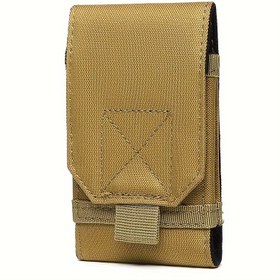 Resim Taktik Molle Çantası, HAOMUK EDC Khaki Oxford Kumaş Telefon Kılıfı, Bayraklı Küçük Çok Amaçlı Bel Çantası Düzenleyici, Tokalı Kemer Aksesuarı 