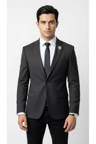 Resim Plus Scorpion Erkek Blazer Ceket Twill Dokuma Likralı Notch Yaka 1 Düğmeli Çift Yırtmaçlı Slim Fit 