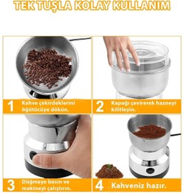 Resim CARNIVAL LAND Mini Elektrikli Kahve Öğütücü 4 bıçaklı Kahve Çekirdeği Öğütücü ve Baharat Öğütücü 