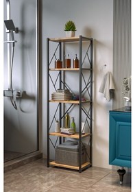 Resim Morpanya Felixce Banyo Düzenleyici Banyo Dolabı Çok Amaçlı Dolap 5 Katlı Metal Mutfak Düzenleyici Ceviz 