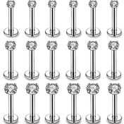 Resim 18 Adet 2mm 3mm 4mm Zirkon Paslanmaz Çelik Dudak Halkaları, Helix Küpe, Erkekler için Vücut Piercing Takıları 