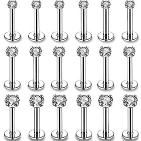 Resim 18 Adet 2mm 3mm 4mm Zirkon Paslanmaz Çelik Dudak Halkaları, Helix Küpe, Erkekler için Vücut Piercing Takıları 