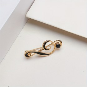 Resim Şık Altın Tonlu Emaye Müzik Notu Broş Pimi - Ceketler, Ceketler ve Elbiseler için Çok Yönlü Yaka Pimi, Erkekler ve Kadınlar için Mükemmel, Resmi veya Rahat Kıyafetler için Şık Aksesuar, Müzik Aksesuarları 