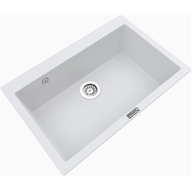 Resim Polex Cristalüx Granit Evye P-X76 Beyaz Tezgah Altı Ve Tezgah Üstü Mutfak Evyesi 75x50 CM 