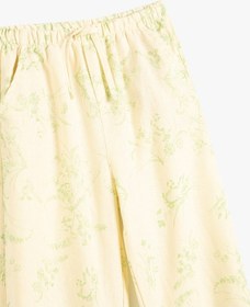 Resim Koton Jogger Pantolon Çiçek Desenli Beli Lastikli Cepli Ekru Desenli 4skg40083aw Ekru 