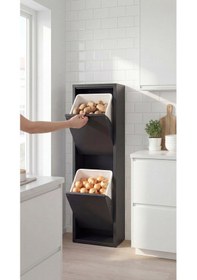 Resim Çok Amaçlı Dolap Mutfak Kiler Dolabı Sebzelik Metal Dolap Ayakkabılık Malzeme Dolabı Siyah Siyah 