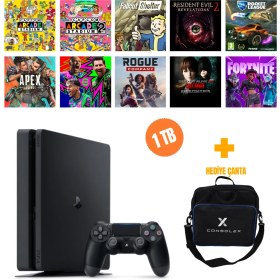 Resim Sony PlayStation 4 Slim 1TB + 10 Dijital Oyun + Tek Kol + ConsoleX Çanta (Yenilenmiş) 