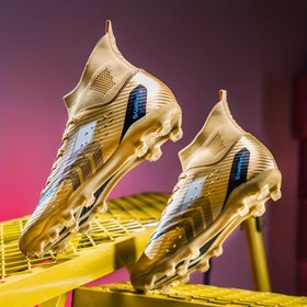 Resim Erkek Altın Futbol Ayakkabıları - Büyük Boy, Yaz Şeffaf Hafif Profesyonel Futbol Ayakkabıları Uzun Tırnaklı, Kaymaz, Yüksek Üst, Geniş Eğitim Açık Hava Spor Ayakkabıları, Eğitim Ayakkabıları|Şık Futbol Ayakkabıları|Dayanıklı Spor Ayakkabıları 