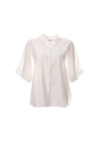 Resim Canel Minimalist Oversize Kısa Kol Gömlek - Gömlek Yaka - Günlük Beyaz 