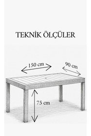 Resim Yonga Tekstil Rattan 90X150 Camsız Balkon Teras ve Bahçe Masası Dış Mekan 