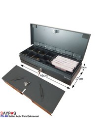 Resim İngenico Ve Mx915 Uyumlu Flip Top Para Çekmecesi Anahtarlı Üstü Açılır Metal Para Kasası 46x17x10cm 