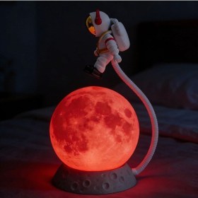 Resim Büro Ev Ofis Dekoru İçin 10mod Led Işıklı Dokunmatik 3d Ayda Astronot Gece Lambası Diğer 
