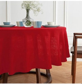 Resim Polyester Simsiz Keten Yuvarlak Dertsiz Masa Örtüsü 160cm 