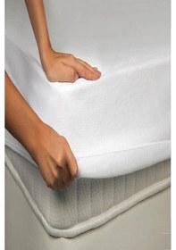 Resim Altın Karma 100x200+30 Cm Fitted Alez Çift Kişilik Sıvı Geçirmez Micro Yatak Koruyucu Beyaz 