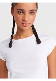 Resim Dilvin 31779 Bisiklet Yaka Basic T-shirt-beyaz Beyaz 