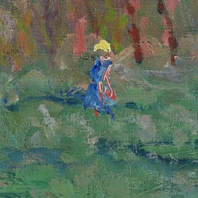 Resim Monet's Spring in Vethuil: 3D Textured Oil Painting Reproduction - 39"x53" in / 100x135 cm / Vintage Gold Frame 