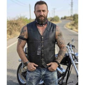 Resim ArdaStilDeri Hakiki Jumbo Deri Motorcu Chopper Yelek 