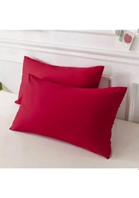 Resim Bordo Renkli Pamuklu Ranforce Kumaştan Yastık Kılıfı 2 Adet 