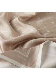 Resim İpekevi Twill İpek Eşarp - Monogram - Vizon - Kahve Gold 